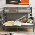 thumbnail image 2 of Bellemave Twin XL Over Queen Bunk Beds, Solid Wood Bunk Bed Frame with Ladder, Space Saving Bunk Beds for Teens Adults, No Box Spring Needed（Gray）, 2 of 10