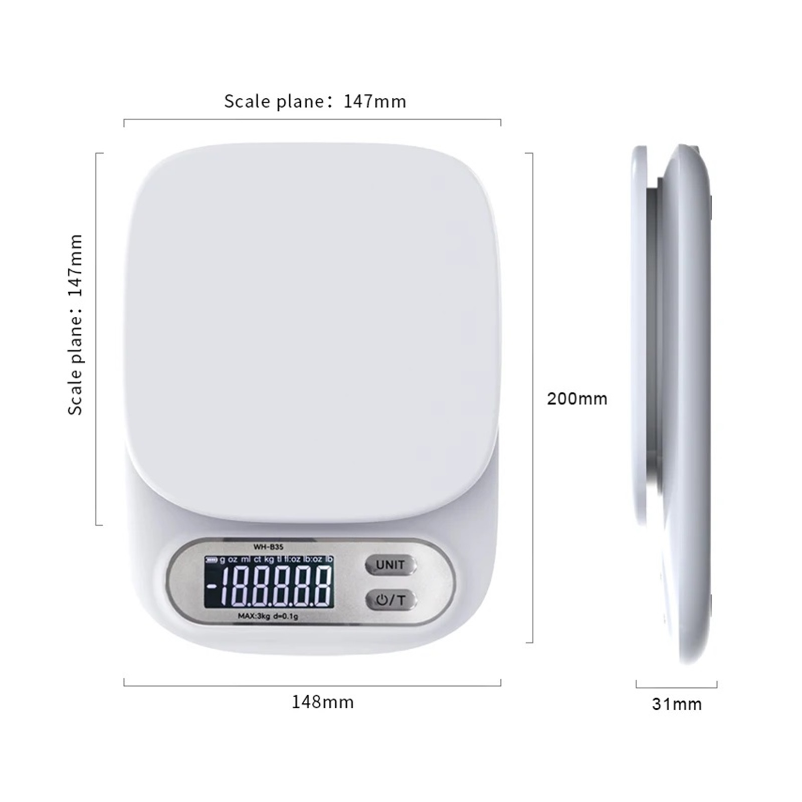 Digital Kitchen Scale LCD Electronic Scales Accuracy Weighing Balance with Battery/Rechargeable Tool ,High-Precision Weighing Technology