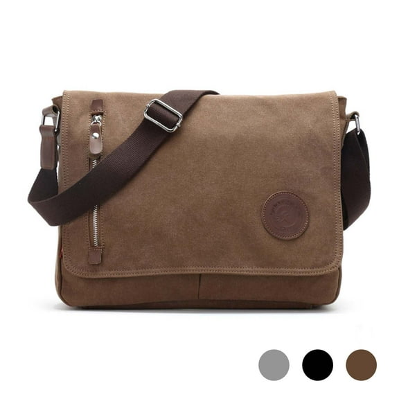 Egoelife Canvas Messenger Bags for Men Women Casual Satchel Bag Vintage Travel Crossbody Bag Single Shoulder Bag for School Work