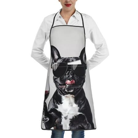 

Matuu Cool French Bulldog Wine for Adjustable Cooking Aprons for Women with Pockets Kitchen Aprons for Men Water and Oil Resistant