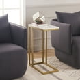 thumbnail image 4 of ROSEN GARDEN Faux Marble Side Table, C Shape End Table, Gold White Finish, 4 of 7