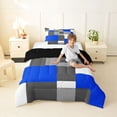 thumbnail image 4 of Homewish Navy Grid Patchwork Twin Comforter Sets,Modern Aesthetic Bedding Set,Black Reversible,2-Piece,1 Comforter and 1 Pillowcase, 4 of 7