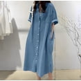 thumbnail image 3 of Womens Summer Casual Short Sleeve Long Shirt Dress Casual Loose Button Down Dress, 3 of 8