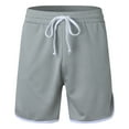 thumbnail image 5 of MRULIC mens shorts Male Summer Sport Splice White Bar Shorts Drawstring Solid Pocket Shorts Quarter Pants Men Casual Shorts Grey + 3XL, 5 of 6