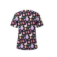 thumbnail image 2 of Easter Scrubs Tops for Women Nursing Uniform Tops T-Shirt V-Neck Short Si Mock Wrap Top Tee, 2 of 3