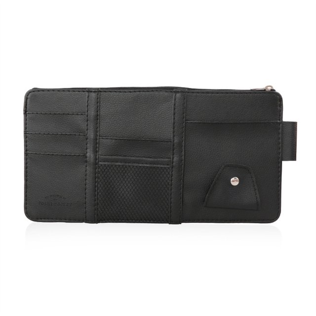 Car Styling Sun Visor Organizador Universal Correa Elástica Bolsa de Almacenamiento Gafas Automotrices Teléfono Móvil Pen Holder con Cremallera Negro Inevent VI009632-05