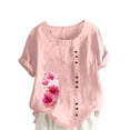thumbnail image 1 of Camisetas de Manga Corta para las Mujeres Impreso Botón de Manga Corta Camiseta Blusa Poliéster, Ropa Casual Mirar Superior para las Mujeres, 1 of 4