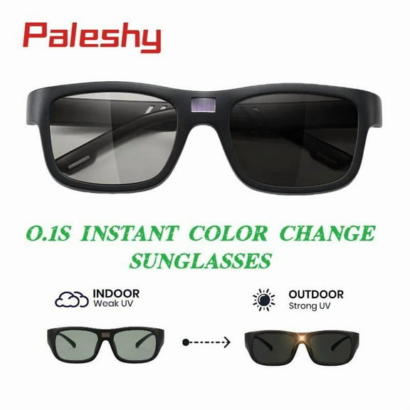Paleshy Smart Photochromic Polarized Sunglasses: 0.1s Color Changing, UV Protection, Lightweight – Square Style for Men & Women, Outdoor Safety Eyewear