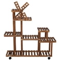 thumbnail image 6 of YouLoveIt Wood Flower Plant Stand Flower Pot Plant Stand, Wooden Plant Stand with Wheels, Pot Flower Wood Planter Stand Rack Multi Tier Flower Shelves Stands for Patio Garden Balcony Yard, 6 of 7