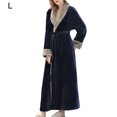thumbnail image 3 of Unisex Long Toba Albornoz Salón Invierno Otoño Casual Casual Camisón Campo de dormir Ropa de dormir Piel transpirable Elástico Housecoat azul marino L Eigraketly HA011311-11, 3 of 7