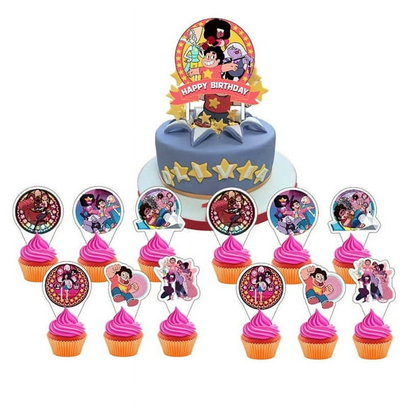 Steven Universary Cake Topper Cupcake Set Party Supplies Decoration Birthday Decor Kit