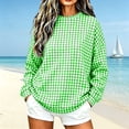 thumbnail image 4 of Women's Gingham Plaid Sweatshirt Crew Neck Long Sleeve Loose Fit Casual Pullover Top, 4 of 7