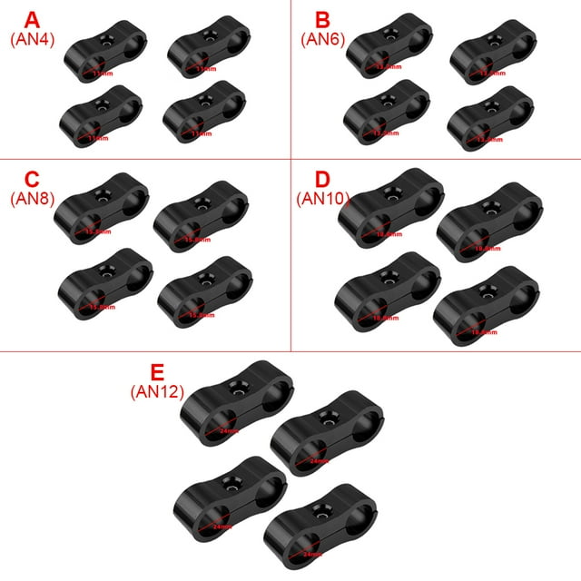 4 Pieces Aluminium Car Oil Hose Separator Lightweight Durable Anti-rust Pipe Clamp Portable Anodized Anti-corrosive Fitting Adapter Bracket Accessories AN10