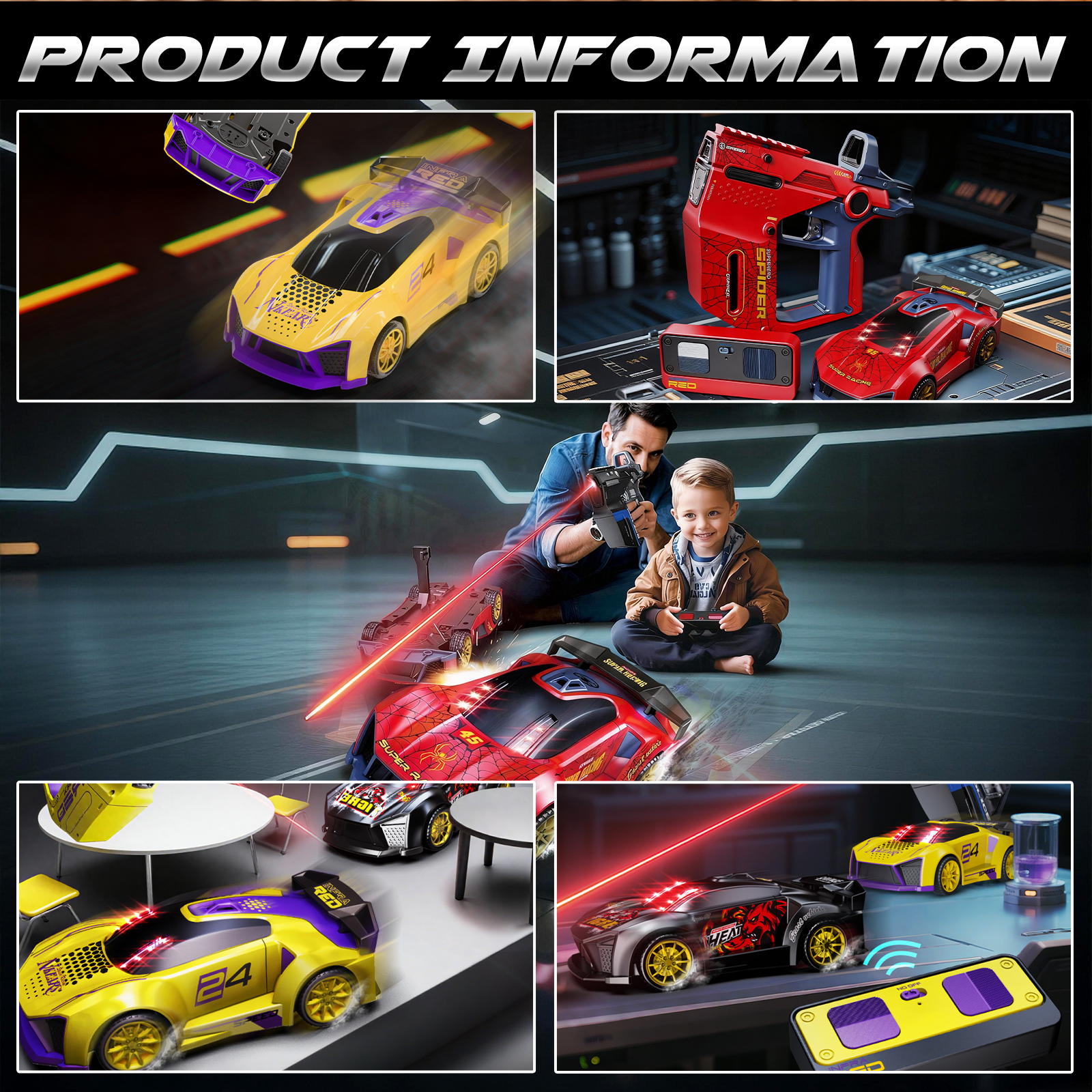HNZENBW Remote Control Car for Kids Adults,2.4Ghz RC Drift Car,with Dual Remote Controls,Supports Multiplayer Competition Interactive Family & ChildrenToy Set for 3+