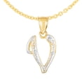 thumbnail image 3 of Floreo 10k Yellow Gold and White Gold Two-Tone 21.5 Cursive Personalized Alphabet A-Z Initial Pendant with Optional 1.1mm Solid Cable Chain, 18" Inch, 3 of 5