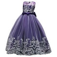 thumbnail image 3 of IBTOM CASTLE Flower Girl Lace Dress for Kids Wedding Bridesmaid Pageant Party Formal Long Maxi Gown Princess Communion Tulle Bow Dresses 2-3 Years Purple, 3 of 9