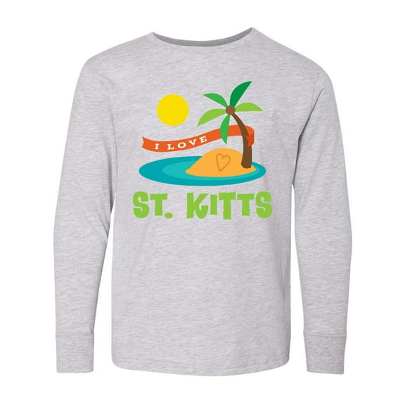 Inktastic I Love St. Kitts Long Sleeve Youth T-Shirt