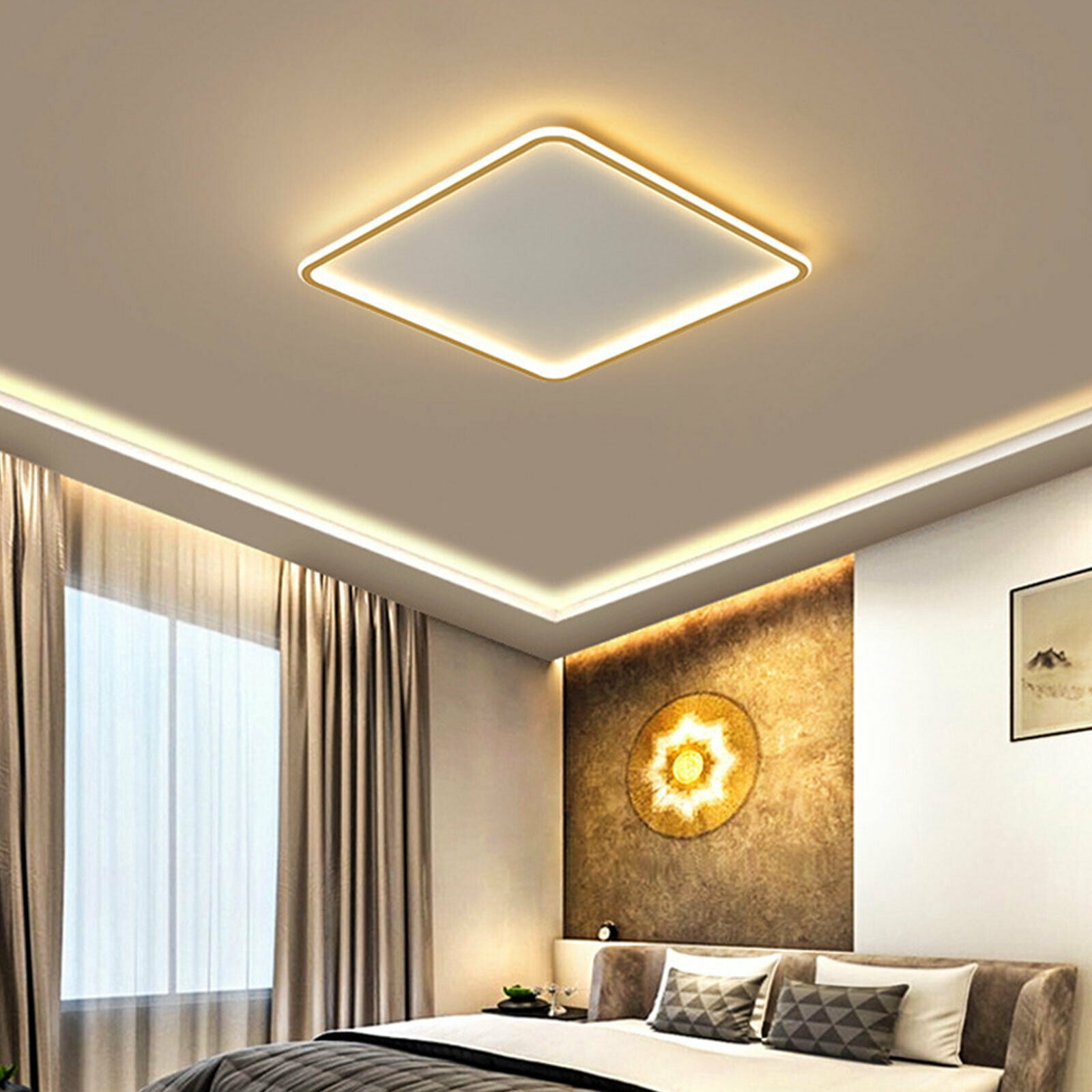 Modern Simple LED Ceiling Light Flush Mounted Kitchen Ceiling Lamp w/ Remote