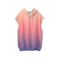 thumbnail image 4 of Women's Gradient Color Sleeveless Hoodie, Lightweight Breathable Drawstring Hooded Athletic Top with Front Pocket for Summer Workouts, Gym Wear and Street Fashion Pink XL, 4 of 5