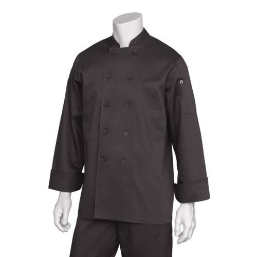 Chef Works Inc Unisex 65 35 Poly Cotton Basic Chef Coat Black, Medium | 1 Each by Chef Works Inc