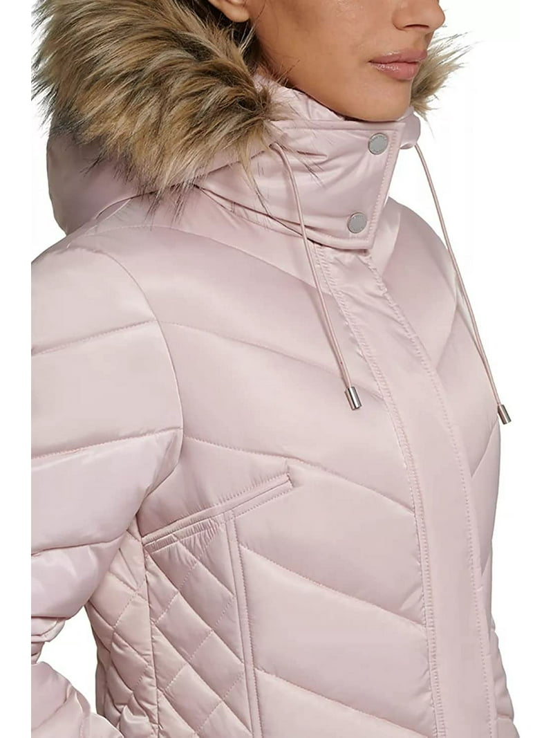 Kenneth Cole Women's 17QMP124 Quilted Chevron Puffer Jacket - Rose