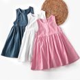 thumbnail image 4 of KYAIGUO Robe d'Été en Coton et Lin pour Bébé Fille, Sans Manches, Couleur Unie, Robe en Lin Décontractée, Robe de Princesse pour 2-6 Ans, 4 of 9