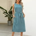 thumbnail image 5 of AherBiu Robe Midi T-Shirt d'Été Décontractée pour Femmes 2024 Sans Manches Confortable avec Fente et Poche, 5 of 5