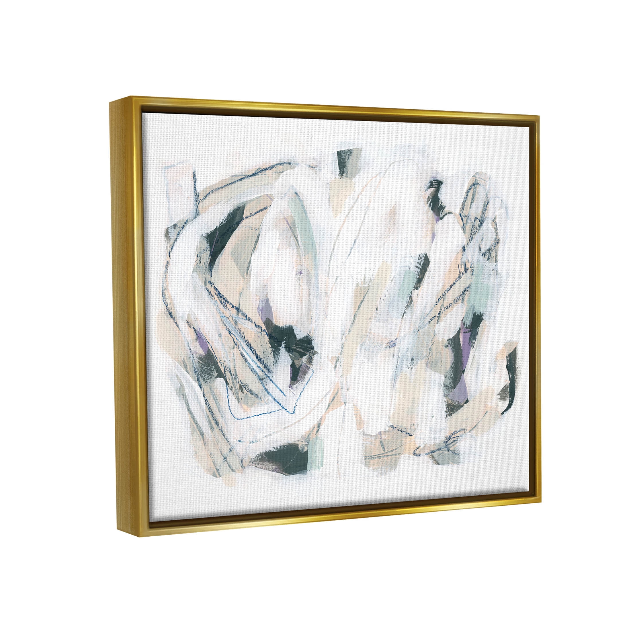 Stupell Industries Busy Abstract Lines Composition Painting Metallic Gold Floating Framed Canvas Print Wall Art, Design by June Erica Vess