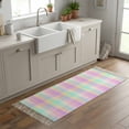 thumbnail image 6 of Kitchen Runner Rugs, Modern Color Plaid 2'x5' Throw Rug with Tassels, Classic Geometric Art Washable Soft Floor Carpet Runner for Hallway Bedroom Bathroom Laundry Room, 6 of 9