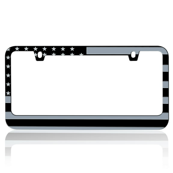 Heavy Duty Marine Grade Stainless-Steel Metal Matte Plated American USA Flag Subdued 3D Stars and Stripes License Plate Frame Universal Size for Car Truck SUV (Pack of 2)