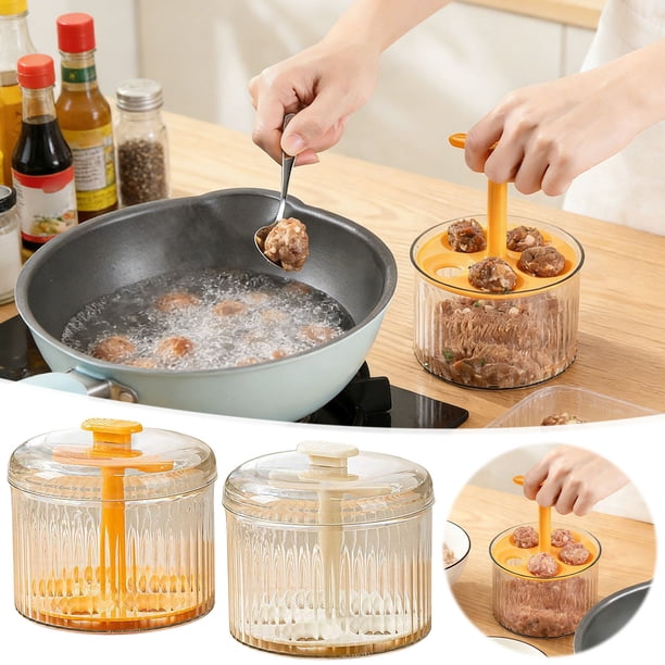 Máquina Rápida Para Hacer Albóndigas Máquina manual para hacer albóndigas naranja, multifunción, para preparar albóndigas y bolas de verduras uniformes y rápidas (1 unidad) JASKFLY