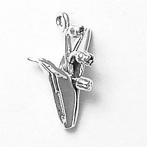 Sterling Silver 16" 1mm Box Chain Lily Of The Valley Flower Pendant Necklace