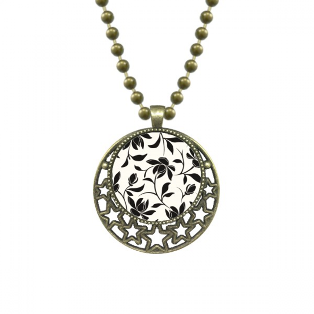 Dibujo de planta de vid de la flor de arte Colgante Estrella Collar Luna Cadena Joyas Unbranded M