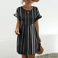 thumbnail image 5 of ICHUANYI Women's Summer Dresses Fashion Striped Print Short Sleeve Crewneck Dress Trendy 2024, 5 of 7