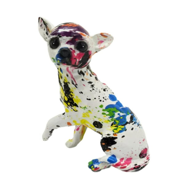 Figurina de animales Chihuahua Decoración de adornos de cachorro Regalos de escritorio Graffiti Escultura de perros Estatuas para perros para el dormi Estilo B