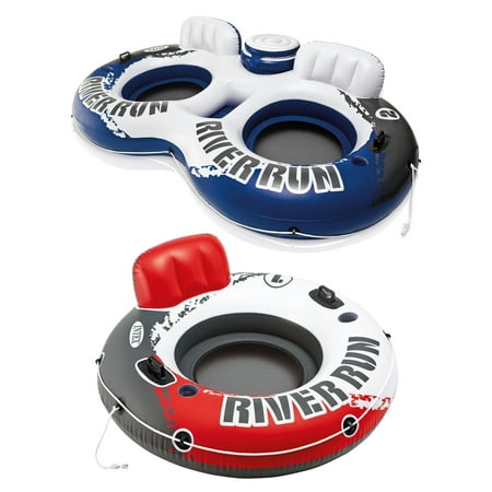Intex River Run 2 Inflatable 2 Person River Float w/ Cooler + River Run 1