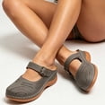 thumbnail image 2 of hoksml Women Round Toe Cutout Mule Clogs, Buckle Ankle Strap Slip On Low Wedge Casual Shoes, 2 of 5