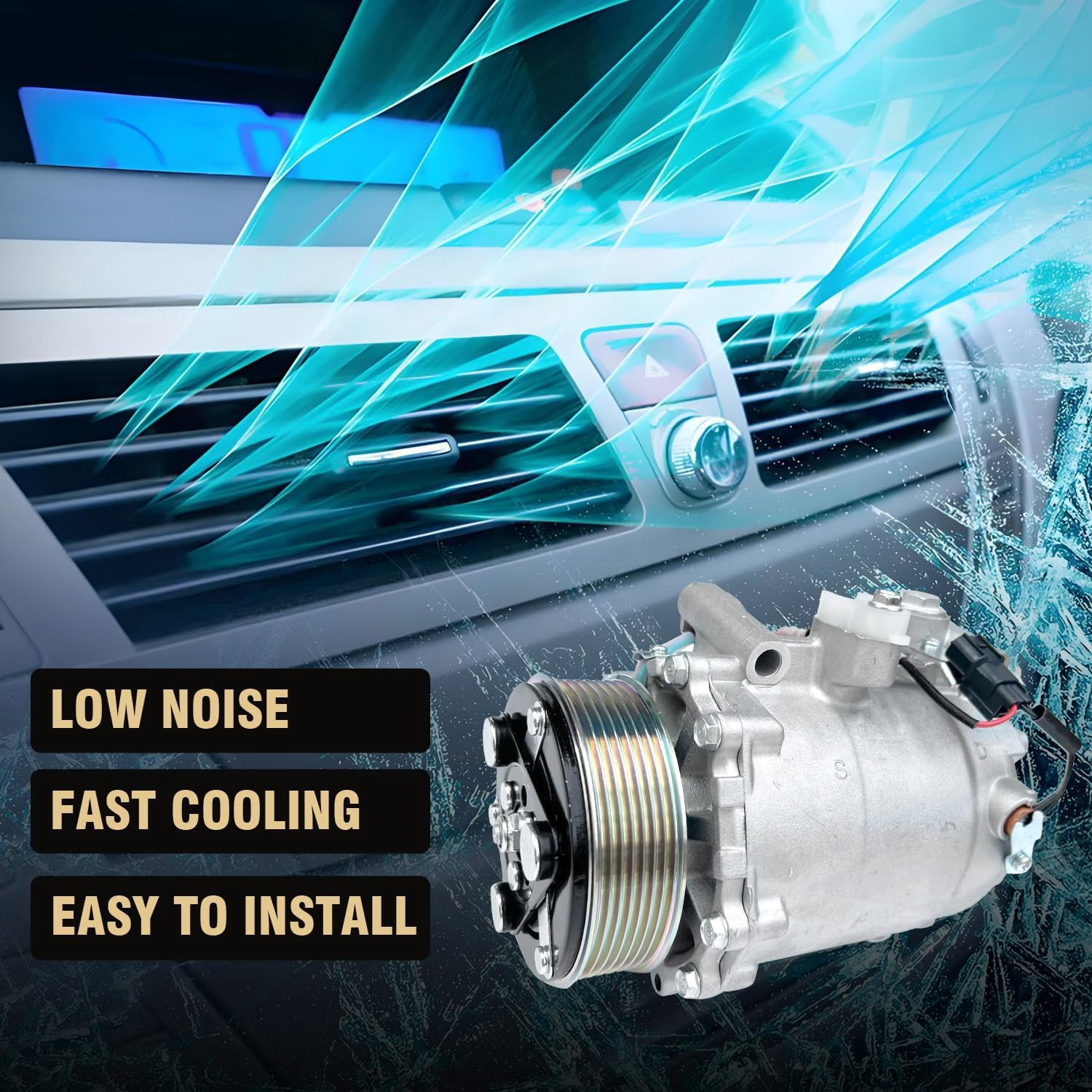 AC Compressor with A/C Clutch for Honda Civic 2.4L (2012-2015), CR-V 2.4L (2007-2014) & Acura RDX 2.3L (2007-2012) | CO4920AC, Replaces 38810RWCA01 | 106MM 7PK