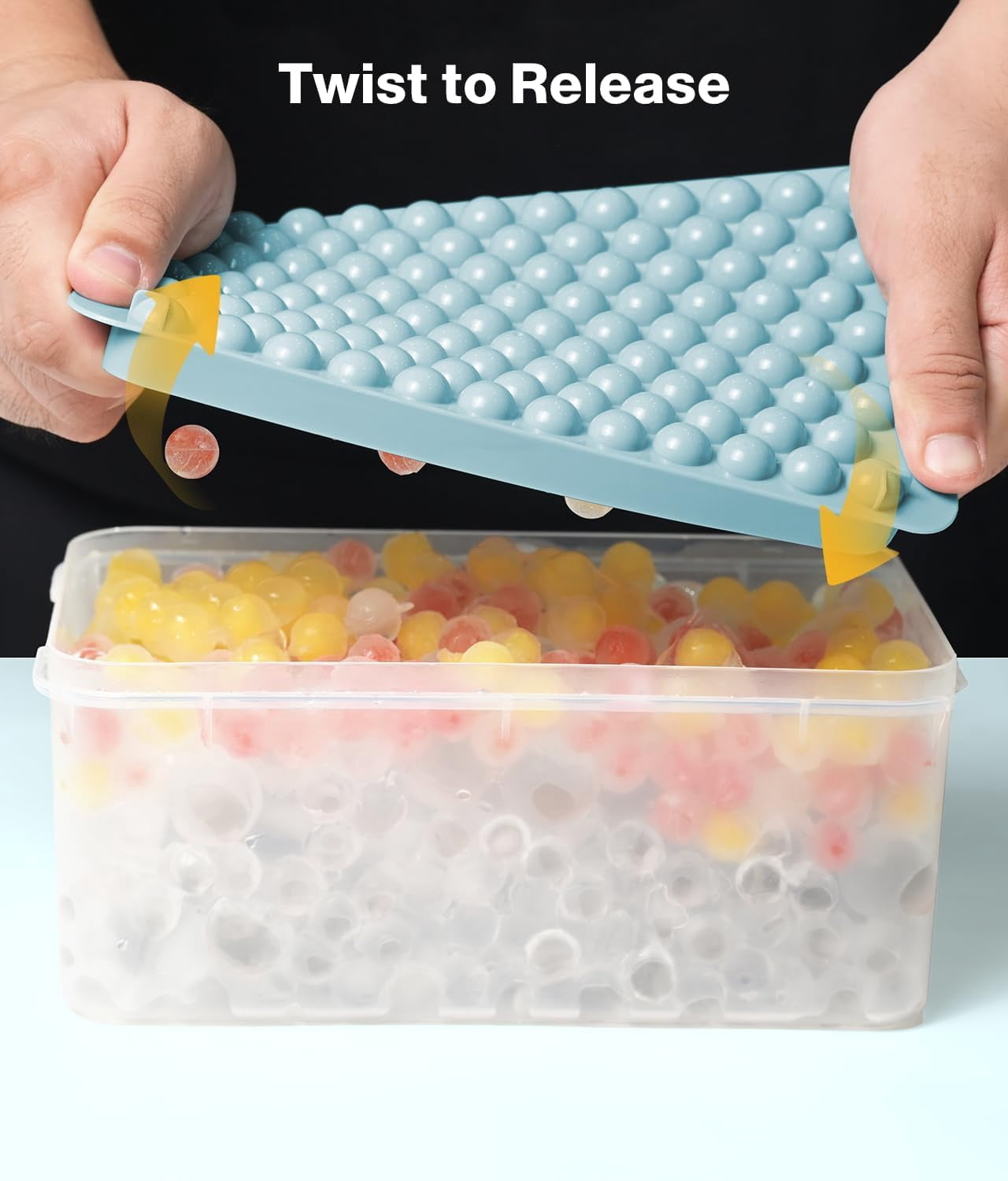 Ice Cube Trays for Freezer - Mini Round Ice Trays for Freezer with Lid and Bin, Small Tiny Crushed Nugget Freezer Trays for Chilling Drinks and Food Fresh