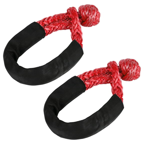 Sourcemax 2pcs 1/2" x 22" Soft Shackle Rope Synthetic Tow Recovery Strap 38000LBS, Red