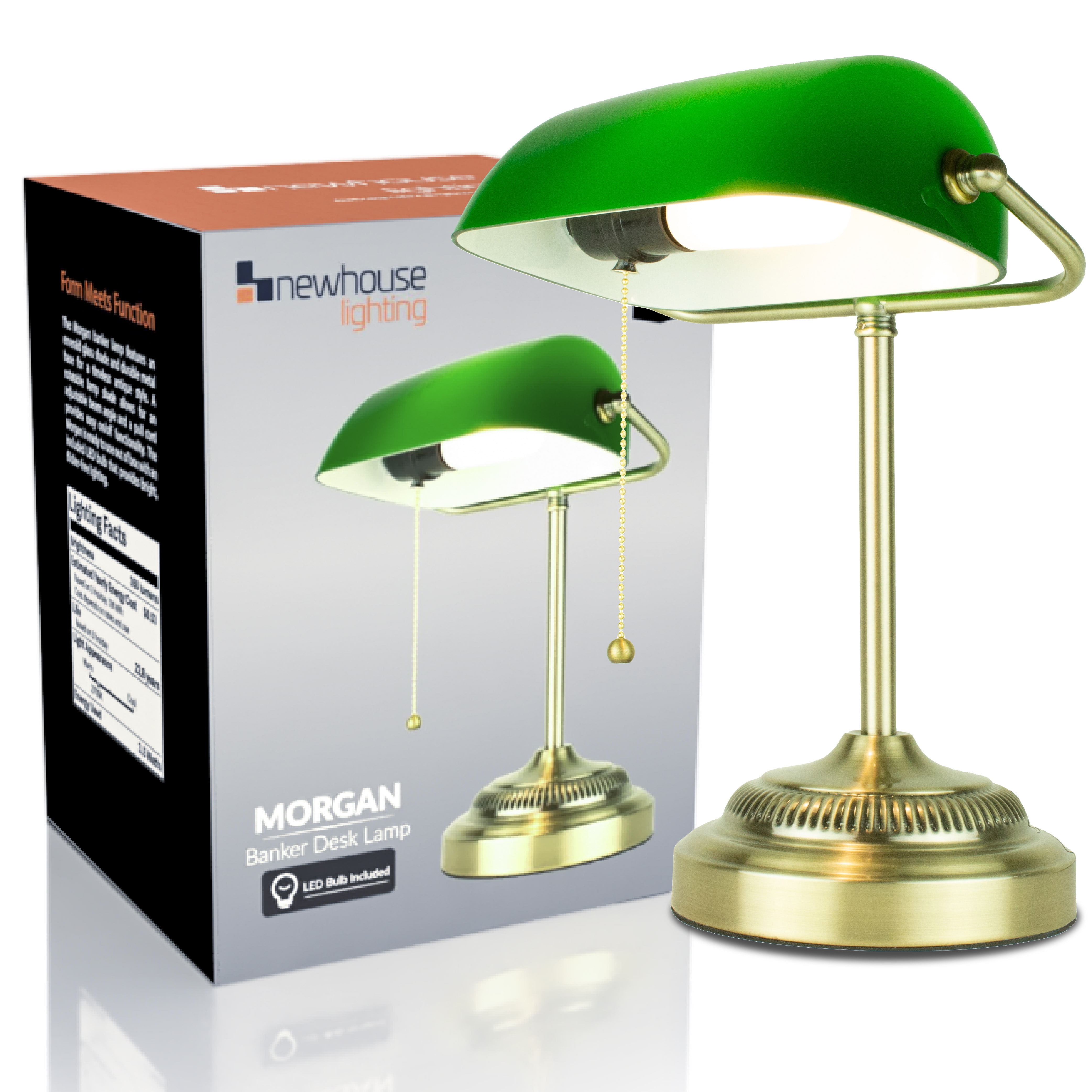 Newhouse Lighting Morgan Antique Green Adjustable LED Bankers Desk Lamp 1 Free 3.5-Watt Bulb Included - Walmart.com