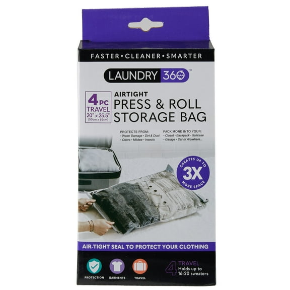 Laundry 360 4 Piece Air-Tight Hand Roll Vacuum Storage Bags