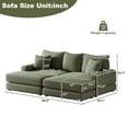 thumbnail image 5 of BUIORD 87" Oversized 3-Seater Sofa with Ottoman, Corduroy Sectional Couch with Pillows, Upholstered Sofa Couch, Deep Seat Chaise Lounge Sofa for Living Room Bedroom, Army Green, 5 of 9