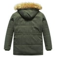 thumbnail image 2 of Chrisuno Men's Big and Tall Winter Thicken Puffer Coat Warm Jacket with Removable Hood puff jacket parka winter coats Army Green 6X, 2 of 5