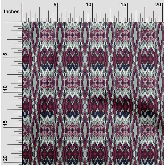 oneOone Viscose Chiffon Fabric Geometric Flame Stitch Print Fabric By Yard 42 Inch Wide