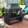 thumbnail image 2 of Outdoor Heater 40" Wood Burning Fireplace, 50000 BTU Steel Fire Pit, Wood Burning Chimney for Outside Patio Deck Garden Backyard-Black,Patio Heater, 2 of 12