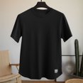 thumbnail image 2 of Mens Waffle Knit Short Sleeve T-Shirts Casual Crew Neck Solid Regular Fit Basic Tee Curved Hem Summer Breathable Streetwear Tops Fathers Day Gift, 2 of 9
