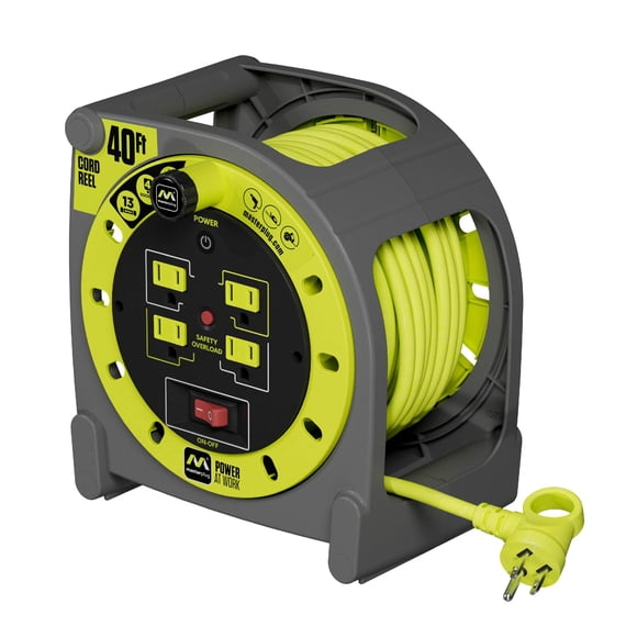 Cable de extensión retráctil Cord Reel Masterplug de 12 m, 4 salidas