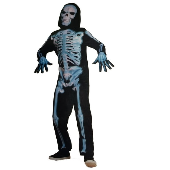 Men's Black & White X-Ray Skeleton Halloween Costume Jumpsuit One Size