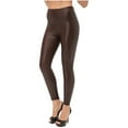 thumbnail image 2 of Miluxas Women's High Waist Comfy Faux Leather Leggings Tights Stretchy Pleather Pants Clearance Coffee 6(M), 2 of 5